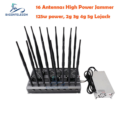 5.8G UMTS デスクトップWiFi信号妨害器 16 アンテナ 125w 40m VHF UHF