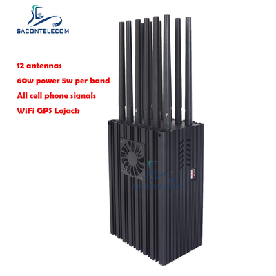 12アンテナ60w携帯電話Gpsの妨害機2G 3G 4G 5G Wifi VHF Lojack