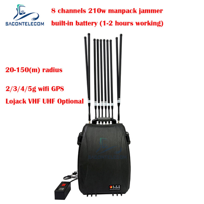 5G Wifi ロジャック 150m マンパック 携帯電話信号妨害器 8チャンネル 230w 高電力