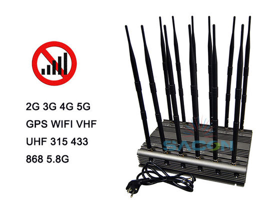 携帯電話ブロック用 12 アンテナ・赤外線リモコン付き 80W 5G 信号ブロッカー