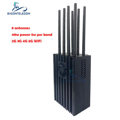 8チャネル ポータブル携帯電話信号妨害器 5G用のバンド1台あたり4-10Wと50mの妨害半径