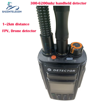 2Km Fpv ハンドヘルドドローン検出器 300-6200mhz 2アンテナ ポータブルアンチドローン信号検出器