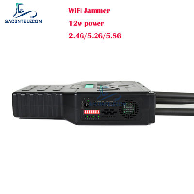 12W ハンドヘルド WiFi Bluetooth 2.4G 5.2G 5.8G 携帯電話信号妨害機、50メートルの範囲