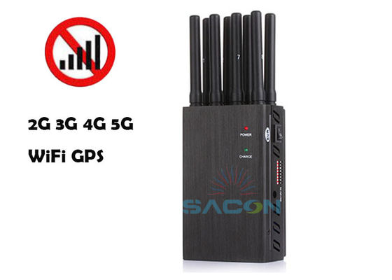 8バンド ポータブル・シグナル・ジャマー 4Wの出力電力とWiFi GPS 2G 3G 4Gブロックのための20mの範囲