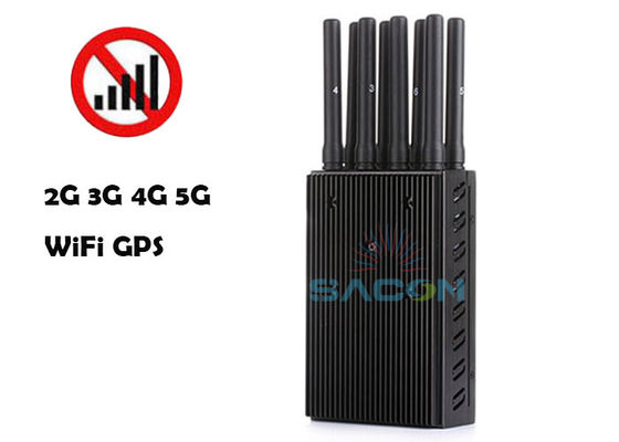 8バンド ポータブル・シグナル・ジャマー 4Wの出力電力とWiFi GPS 2G 3G 4Gブロックのための20mの範囲
