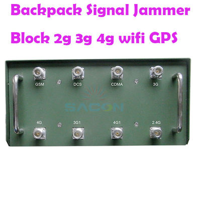 120W出力パワー バックパック型シグナルジャマー 8アンテナ 100m通信範囲 2G 3G 4G 5G VHF UHF WiFi GPS対応