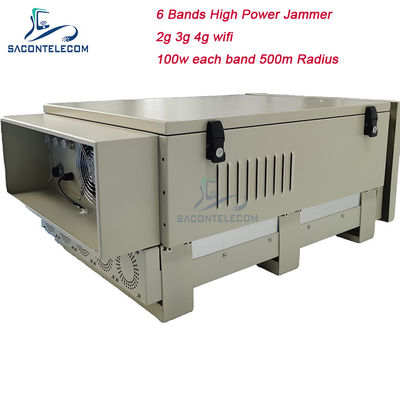600W 6バンド 屋外刑務所用信号ジャマー (2G 3G 4G 5G WiFi GPS対応、妨害半径50-600m)
