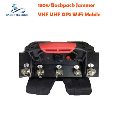5チャンネル VHF UHF マンパックジャマー、120m 距離、ポータブル信号ブロック用内蔵バッテリー