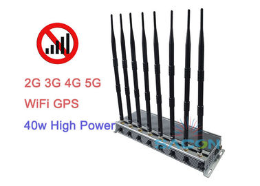 高い発電5G信号の妨害機のブロッカー40w 2G 3G 4G 8アンテナ範囲80メートルの